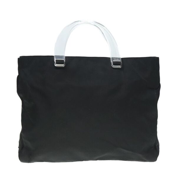 Prada Triangle Logo Black Synthetic Tote Bag (Pre-Owned) - Picture 1 of 16